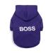 LtuzPet Dog Sweater with Hood "Boss" made of soft fleece warm dog jacket purple X-Small