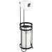 mDesign Metal Free Standing Toilet Paper Holder Stand and Dispenser, with Storage for 3 Spare Rolls - for Bathrooms/Powder Rooms - Holds Mega Rolls - Matte Black