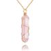 Healing Crystal Necklace Wire Wrapped Natural Point Pendant Necklace Hexagonal Reiki Spiritual Quartz Gemstone Stone Jewelry for Women Men Rose Quartz-Gold