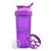 Shakenext |Proteinshaker bottle 700ml with mixing ball stainless steel + blend for fitness protein & protein shakes - discharge lid with loop dishwasher -safe fits in cup holder (purple) Special |Purple