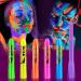 Glow In Dark Neon UV Face Body Paint Sticks for Halloween Makeup 6 Pieces Rainbow Glitter
