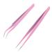 Sularpek 2 Pcs Tweezers Eyebrow Tweezers Eyelash Tweezers Stainless Steel Straight and Curve Tip Tweezers Ingrown Hair and Facial Hair Remover for Craft Makeup Tools (Pink)