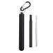 FJZFXKZL Straws Reusable Metal Straws Foldable Stainless Steel Straws Portable Keychain Telescopic Travel with Cleaning Brush Straws Straw (Color : Black-Black)