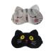 2 Pack Cute Travel Cat Sleep Eye Mask Soft Animal Cartoon Funny Blindfold Sleeping Eye Mask Eye Cover for Women Girls Kids Sleep Plane Office Nap (White Black)