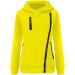 Bigfanshu Women's Sweatshirts Casual Zipper Patchwork Hooded Autumn Winter Warm Long Sleeve Loose Pullover Yellow - Buy Online on GoSupps.com
