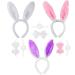 Rabbit Ears Headband Bunny Costume 3 Sets Rabbit Ears Headband and Tail Bow Tie for Adult Children Cosplay Christmas Carnival Party