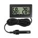 Reptile thermometer hygrometer black digital temperature air humidity meter with LCD display and probe for reptile recording boxes