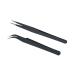 AKOAK The Best Precision Anti-Static Stainless Steel Professional Slim Tip-point and Curved Point Tweezers for Eyelash Extension Nail Art Electronics and Jewelry Making Pack of 2
