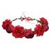 Flower Crown Floral Garland Headbands Boho Rose Head Band Women Lady Girl Hairband for Hat Ornament Party Festival Beach Travle Bridal Wedding Hair Accessories Red