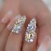 Luxury Extra Long Ombre French Designer Fake Nails with AB Stones Decoration - Stiletto Shape | Pre-designed Natural Tips with Crystal Jewelry - Ombre Luxe - Buy Online on GoSupps.com