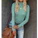 REVETRO Women Casual Long Sleeve Mock Turtleneck Top - Blue Green | Slim Fit Lightweight Tee - Buy Online on GoSupps.com