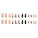 Shop Justotry 24-Piece Leopard Stiletto & Black French Press-On Nails | Glitter Almond Art | Medium Acrylic Fingernails for Women - Buy Online on GoSupps.com