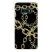 Soft TPU protective case for Samsung S10E 056 leather black elegant chains gold luxury
