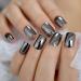 CoolNail Dark Smoky Gray Reflective Mirror Metal Plating False French Acrylic Nail Tips Punk Metallic Square Fake Nails With Glue Sticker L5187
