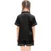 SWOMOG Kids Satin Pyjamas Set | Short Sleeve Silk Nightwear Lounge Set | 8-9 Years | Black - Buy Online on GoSupps.com