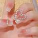 24Pcs/Set Press On Nails Love powder blusher bright diamond chain nail white Length False Nails Acrylic Fake Nails Full Cover Nails Tips Artificial Finger Manicure Press on nails for Women and Girls - Buy Online on GoSupps.com