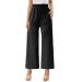 Gufesf Women's Cotton Linen Palazzo Pants Casual Wide Leg Long Trousers with Pockets Linen Pants for Women High Waisted Black Small