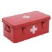 Xbopetda First Aid Medicine Box  First Aid Kit Supplies Bin  Metal Medicine Storage Tin  First Aid Empty Box with Safety Lock for Home Emergency Tool Set-Red