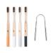 Native Birds Bamboo Toothbrush with Soft Charcoal Infused Bristles, New Set of 4 Eco Friendly Toothbrushes, BPA Free and Tongue Scraper, Designed in Ukraine