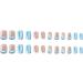 French Tip Press on Nails - Short Square Press On Nails with Nail Tips White edged Sparkling Blue and Light Blue Flowers press on nails Acrylic False Nails Cute Artificial Nails - Buy Online on GoSupps.com