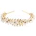 TQUXNGA Delicate Leaf Shape Hair Hoop Baroques Style Girl Woman Taking Photo Headbands Wedding Party Pearl Leaf Shape Headbands