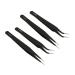 Stainless steel tweezers 4 pieces. Precise polishing tweezers with antistatic for beauty