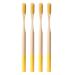 EXCEART Wooden Manual Toothbrushes 4pcs Organic Bamboo Toothbrushes Bamboo Cotton Buds Natural Wooden Charcoal Toothbrush Bristle for Natural Dental Care(Yellow) Natural Charcoal Toothbrush