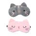 2 Pack Cute Travel Cat Sleep Eye Mask Soft Animal Cartoon Funny Blindfold Sleeping Eye Mask Eye Cover for Women Girls Kids Sleep Plane Office Nap (Pink Grey)