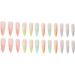 Justotry 24 Pcs Colorful Stiletto Fake Nails - Long Rainbow French Press on Nails for Women | Acrylic Extra Long False Nails with Glue for Nail Art - Buy Online on GoSupps.com