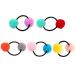 Lurrose 10 pieces pom hair tie pompon ball elastic hair band fur ball fluffy ponytail holder for women girls hair accessories