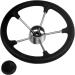 11 Boat Steering Wheel Stainless Steel 5 Poke 25 Destroyer Style Anti-Slip Black PU Foam - Ideal for Boats, Yachts, Pontoon Boats - Buy Online on GoSupps.com