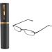 Lightweight Cold Toy Feather Hinges Reading Glasses for Men & Women - Mini Metal Frames with Case (Black Strength 3.00) | Visual Aid & Reading Aid - Buy Online on GoSupps.com