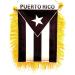 Puerto Rico Black & White Window Hanging Flag - Rear view Mirror & Double Sided - Fringed Puerto Rican Mini Banner with Suction Cup