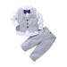 AmzBarley Baby Boys Gentlemans Outfit Suit Kids Long/Short Sleeve Dress Shirt Pants Vest Bowtie Tuxedo Rompers Childs Birthday Evening Holiday Party Grey 247 4-5 Years