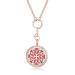 Rose Gold Color 316L S.Steel Essential Oils Aromatherapy Diffuser Locket Necklace (Flower W/Crystal 1'')