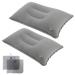 JAKENHAM 2Pack Ultralight A4 Size Inflatable Travel Pillow, Small Squared Flocked Fabric Air Pillow for Traveling, Holiday Trip, Hiking, Camping,Napping,Neck Lumbar Support(Gray)