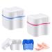 Katmerio dentures Case 2PCs denture box with sieve leak -proof prosthesis box portable container for false teeth hygienic denture container for storage