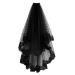 Healeved Halloween Witch Headwear Short Lace Veil Halloween Veil Halloween Headwear Retro Veil for Costume Party (Black)