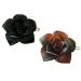 Parcelona French Flower Small 1.5 Celluloid Acetate Barrettes Set of 2 Side Slide Snap on Hair Clip for Fine Hair Women Hair Accessories  Made in France (Tortoise Shell and Black)