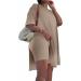 Difanlv Plus Size Women's 2 Piece Brown Tracksuit Set - Short Sleeve Tunic Top & Bodycon Shorts | Size Large - Buy Online on GoSupps.com