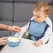Vicloon Baby Weaning Set - 4 Pcs Silicone Feeding Set | Suction Plate, Bowl, Bib, Spoon & Fork | BPA Free for Toddlers & Kids | Blue Bear Sucker Bowl - Buy Online on GoSupps.com