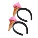 Ice Cream Headband Cone Funny Food on Hair Hoop Ice Cream Party Hat Food Vendor Costume Headpiece for Kids Adults/3304 As Shown
