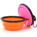 Slson Foldable Pet Bowl - Portable Travel Bowl for Dogs & Cats (350ml) with Carabiner Water & Food Bowls in Orange & Pink - Buy Online on GoSupps.com