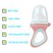 Baby Food Fruit Feeder Pacifier 2 Pack - Silicone Nipple Teething Relief with 6 Toy Teethers in Pink/Cyan - Buy Online on GoSupps.com