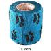 Vet Wrap Tape 2 Inch 2 Pack Blue with Black Paws - Self Adherent Cohesive Flex Bandage for Pets - Buy Online on GoSupps.com