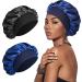 Luxury Bonnet Wide Edge Caps Silk Satin Hair Bonnet (Black)