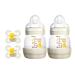 MAM Newborn Set 2 x Best Pacifiers and 2 x Baby Bottles Newborn for Breastfed Babies Feed & Soothe Set White 4-Count