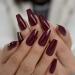 Tapered Coffin Nails Long Size Square Maroon Dark Red Acrylic Artificial False Nails Manicure Tips 24 CT