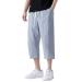 Training pants men black light-relaxed 3/4 shortconde-fitting-up waist-wide-wide beach yoga pants Short trousers men with zip pockets lightinthox men linen pants a1-gray 5xl