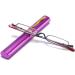 KoKoBin Mini Slim Reading Glasses Spring Hinge Metal Reading Aid Unisex Visual Aid with Case (Purple +2.0) Purple +2.0